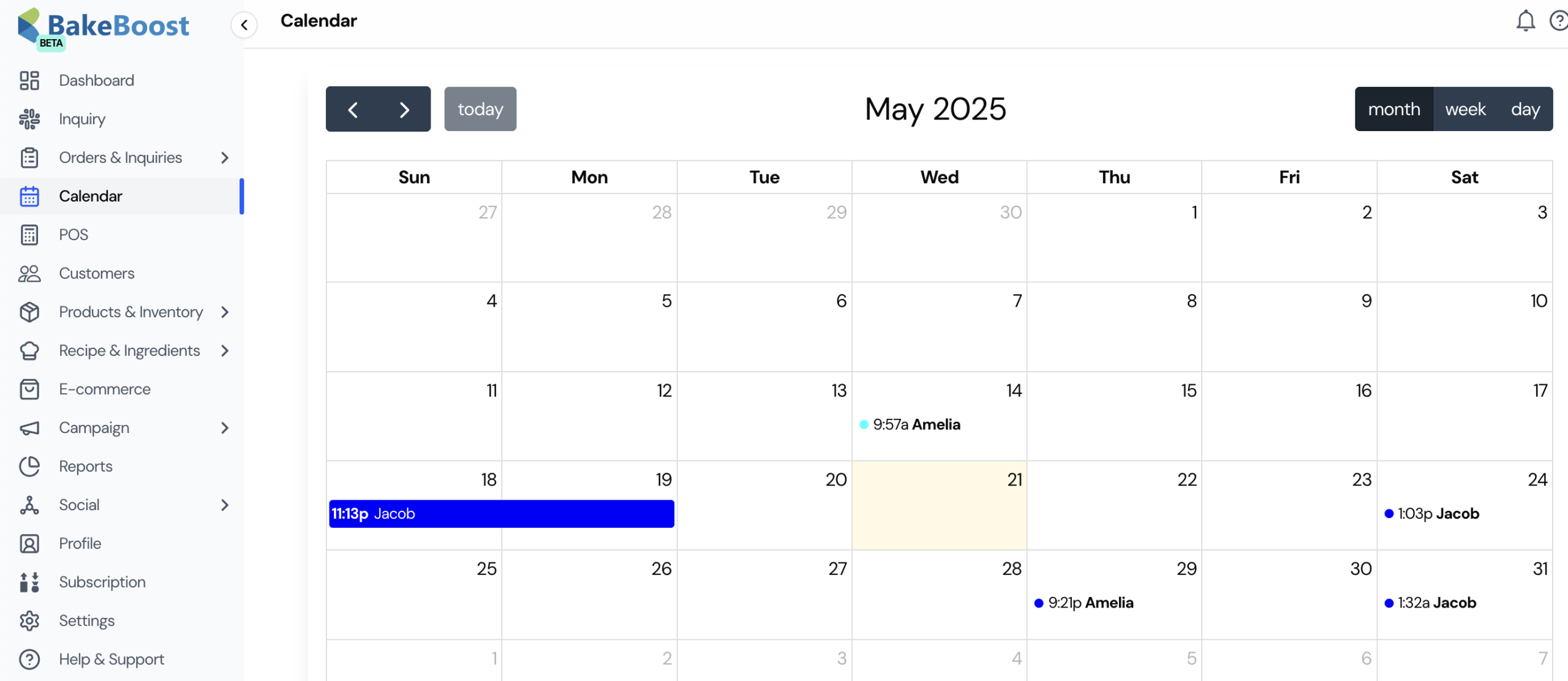 Bake Boost Calendars Calendar
